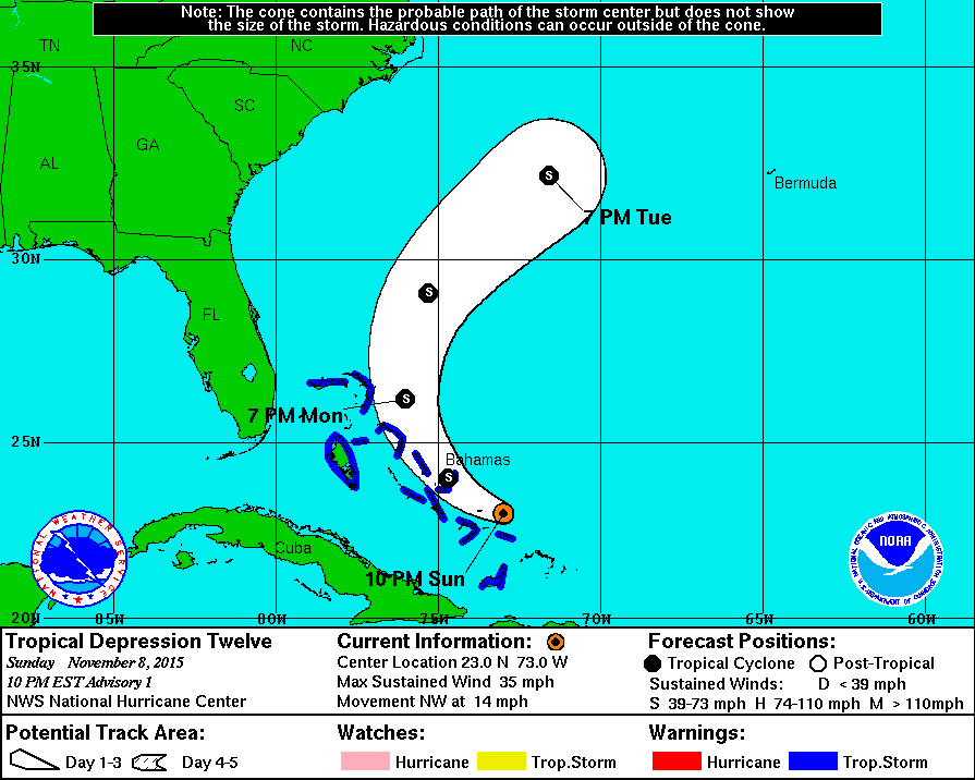 Weather Map Of The Bahamas Tropical Weather Forecast Tropical Depression 12 Forms; Warnings For