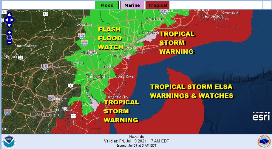 Tropical Storm Warnings Flash Flooding Main Risk Elsa Exits This