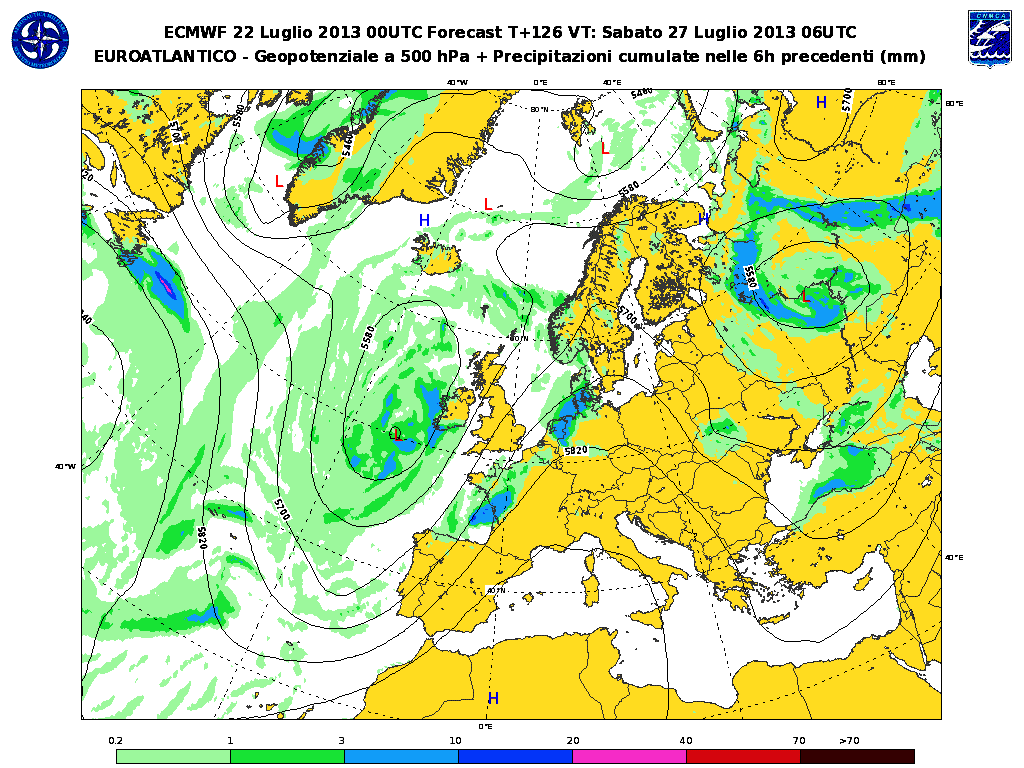 Le previsioni meteo dell'aeronautica militare e le mappe ECMWF per