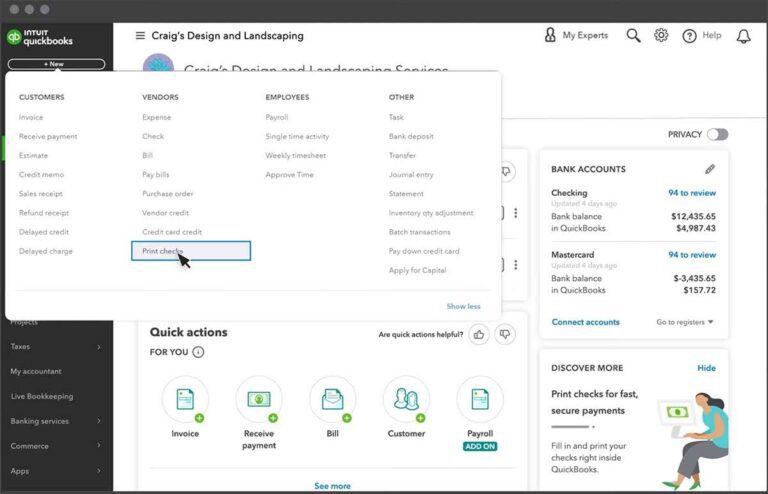 How to Print Checks in QuickBooks Online — Method