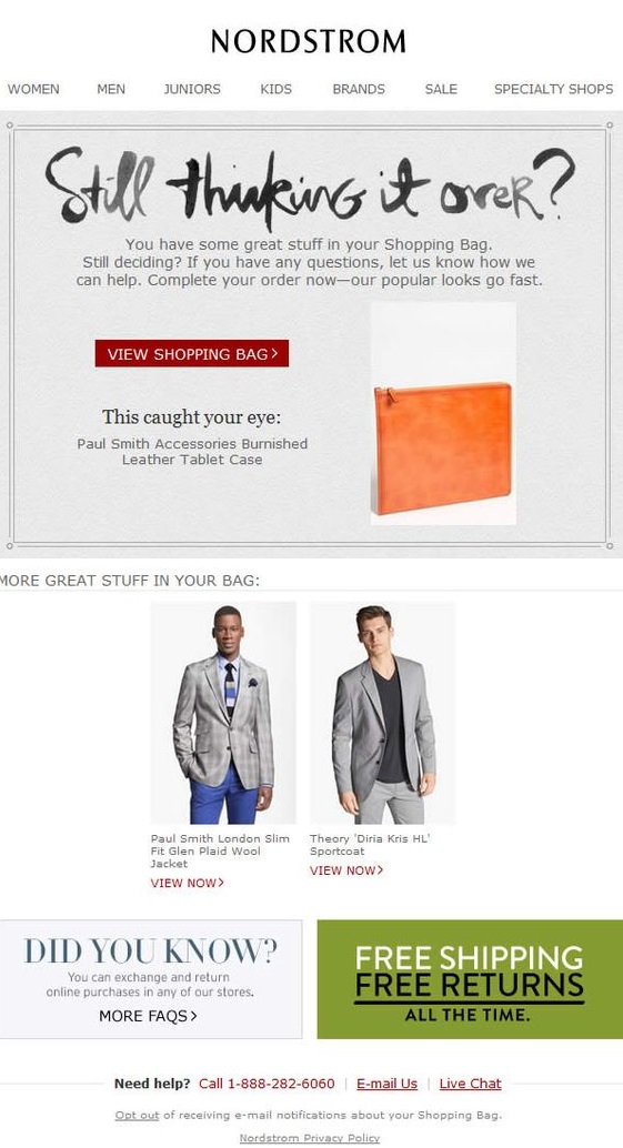 Cart abandonment emails example templates Metrilo Blog