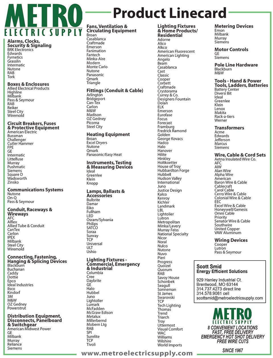 Metro Electric Supply Line_card