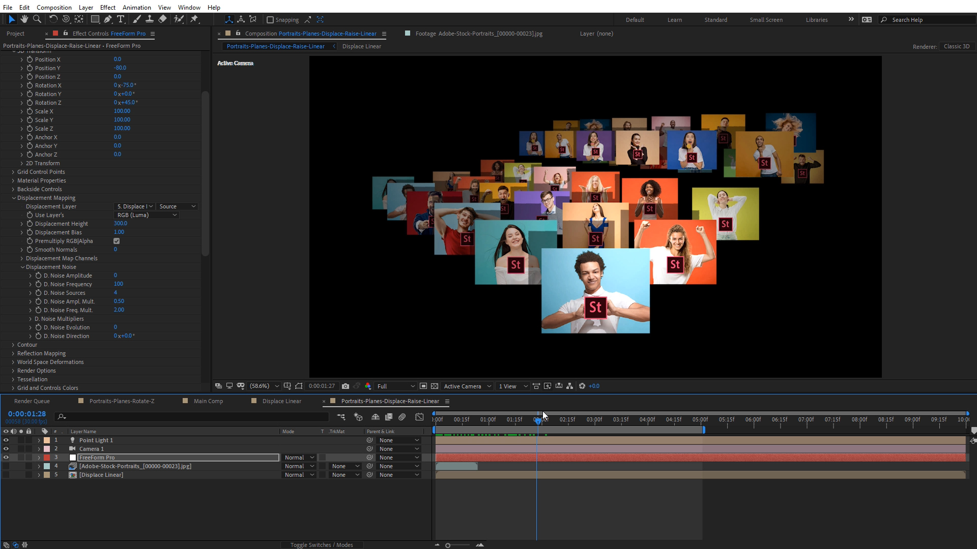 Tutorial 3D Portrait Animation After Effects FreeForm