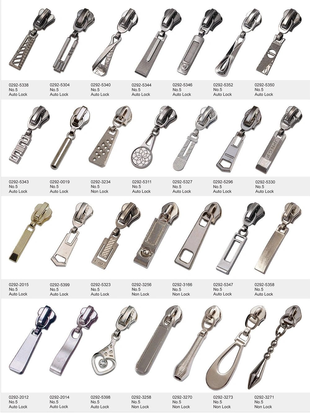 Custom 5 Electroplated Metal Zipper Head Slider for Nylon Zipper