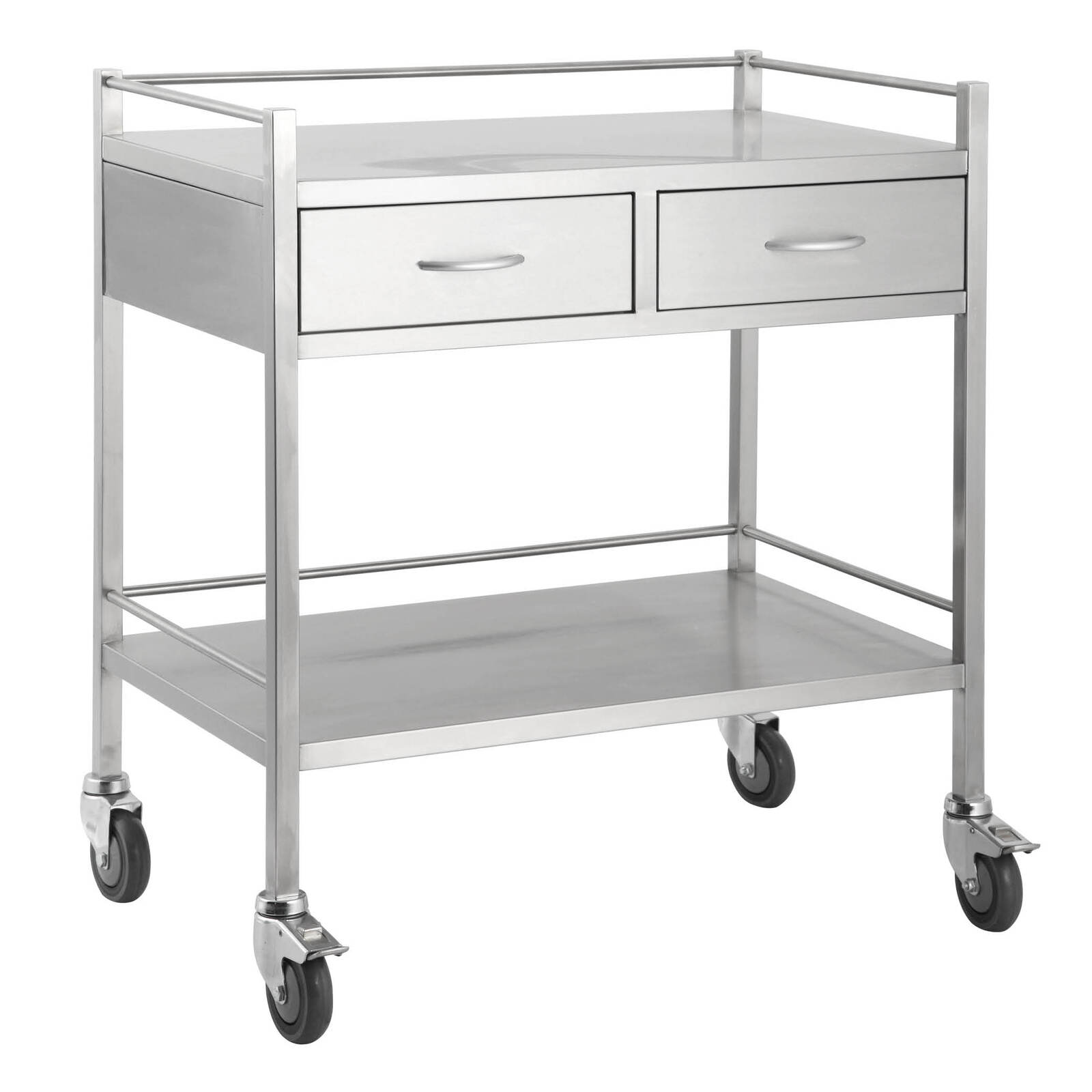 Stainless Steel Instrument Trolley With 2 Drawers Side by Side MHA