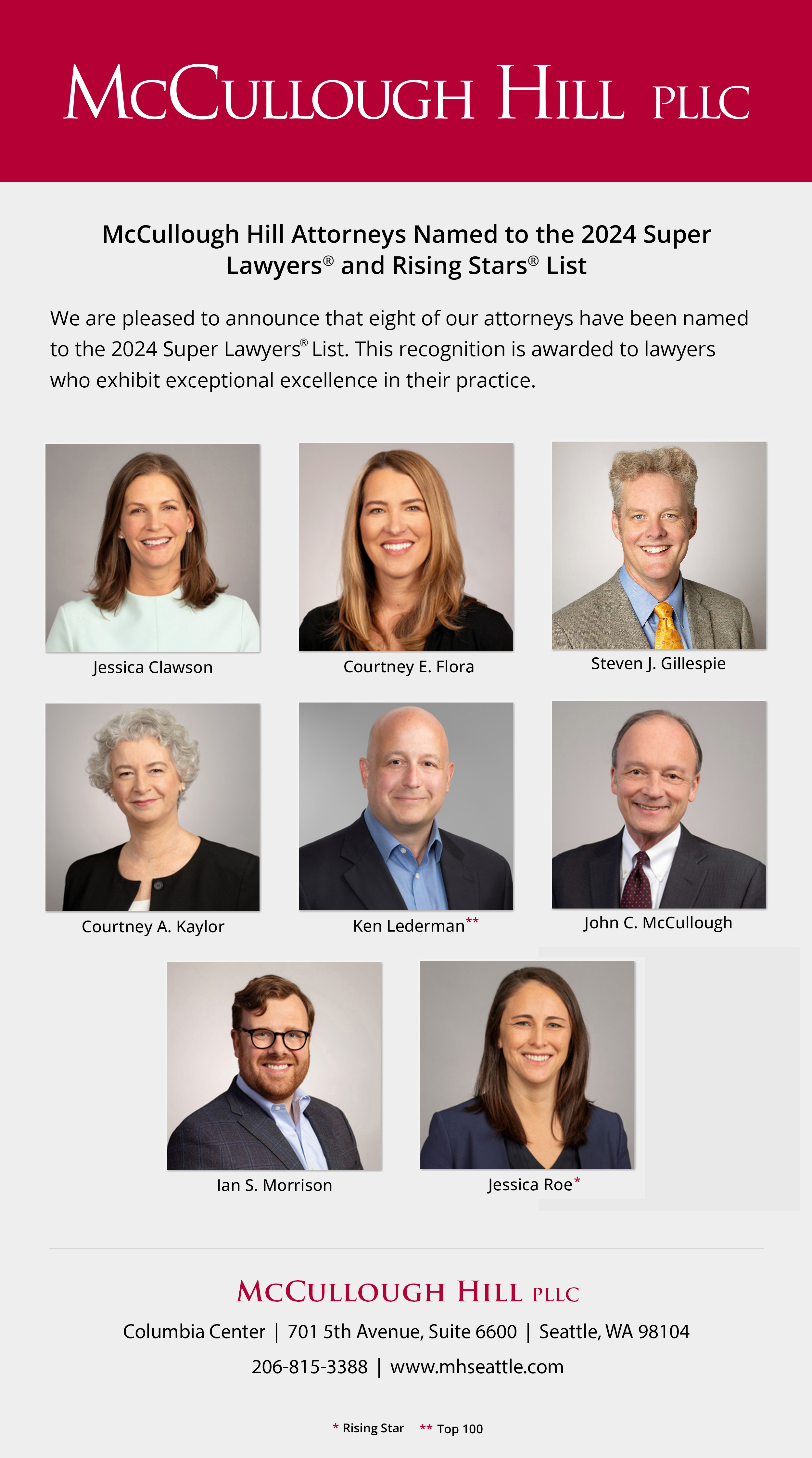 McCullough Hill Attorneys Named to the 2024 Super Lawyers® and Rising