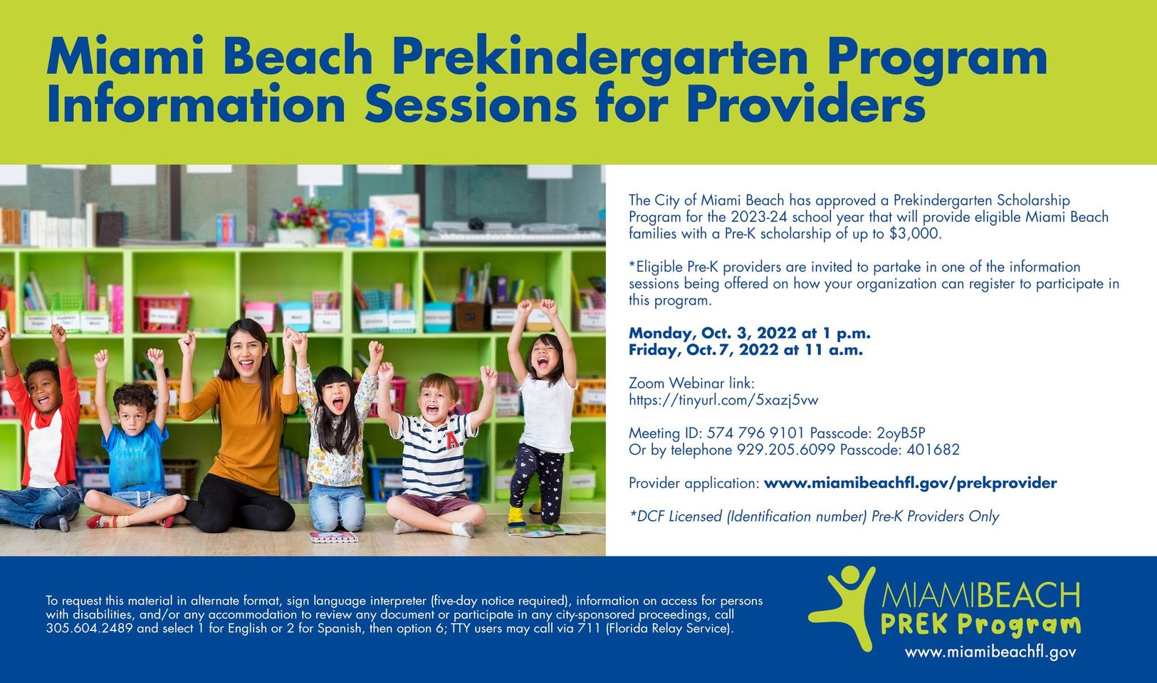 Prekindergarten Scholarship Program Information Sessions Providers