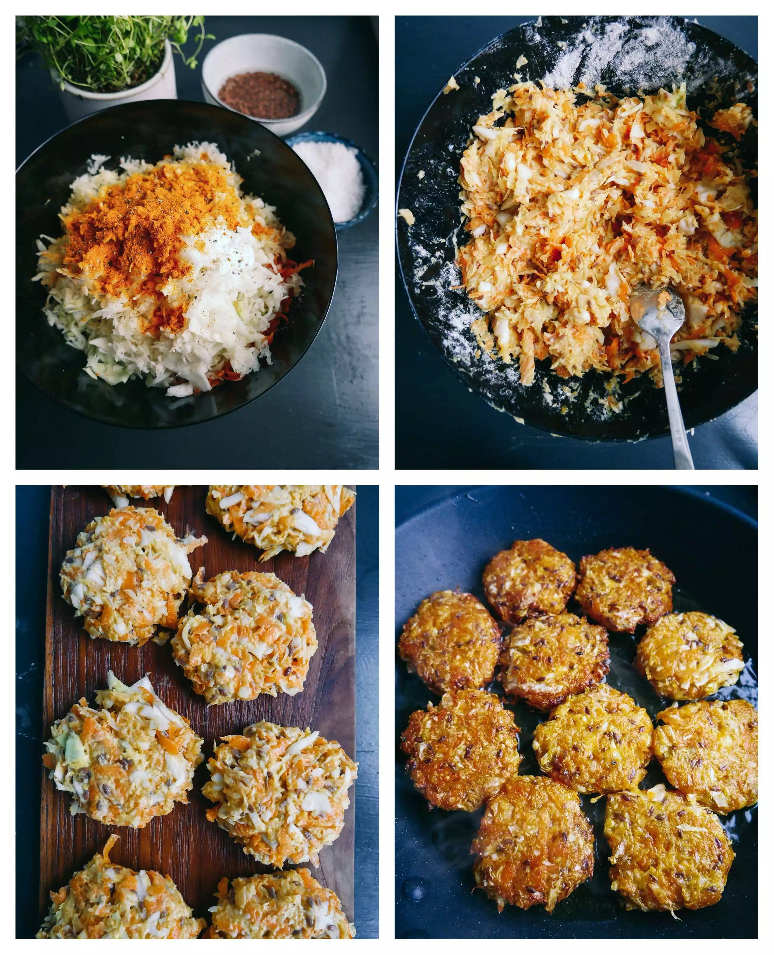 Vegan Cabbage Fritters Crispy cabbage and carrot patties recipe