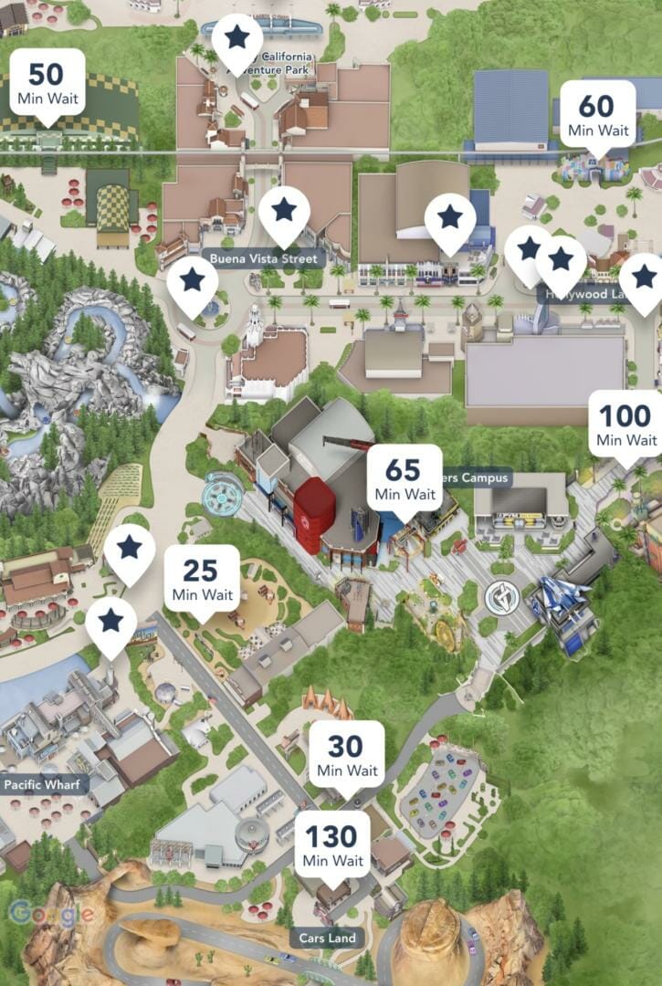 DCA Waits 130 minute wait Radiator Springs Racers MiceChat