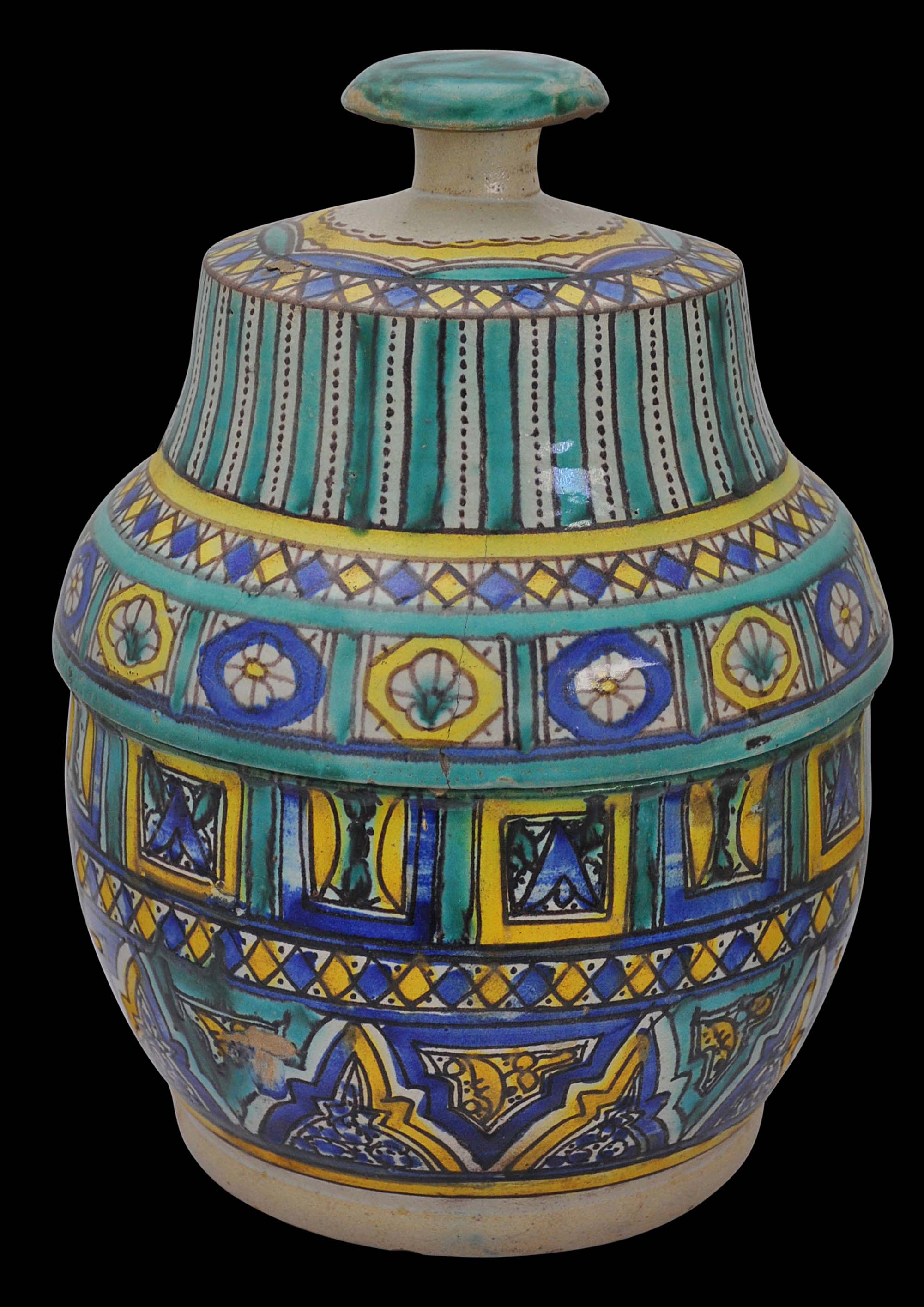 Moroccan Ceramic Tureen (Jobbana) with Polychrome Enamel Michael