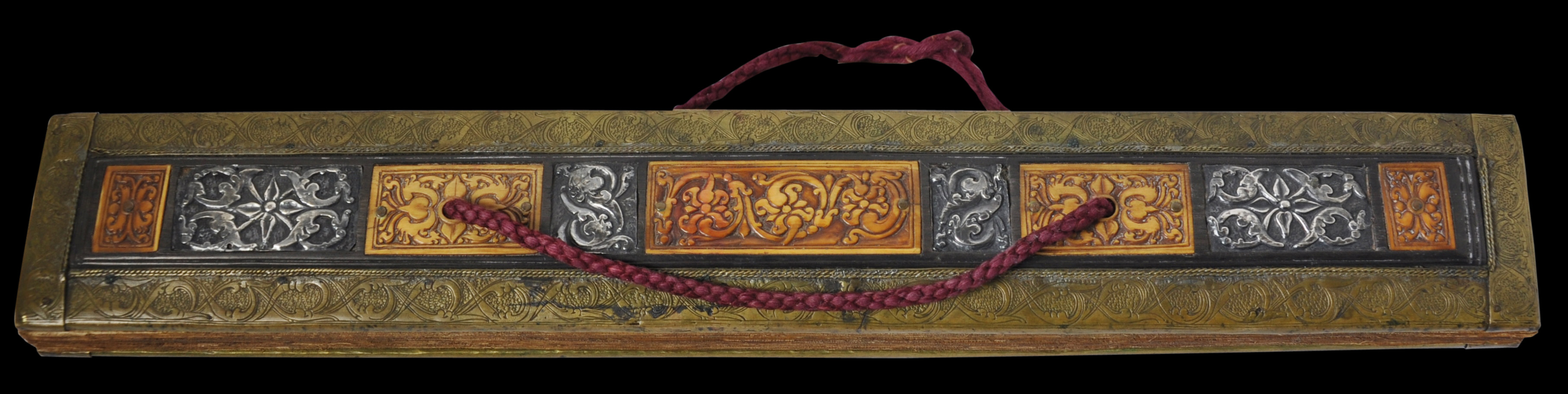 Rare Sri Lankan Sinhalese Palm Leaf Book (Ola) with Ebony Covers Clad