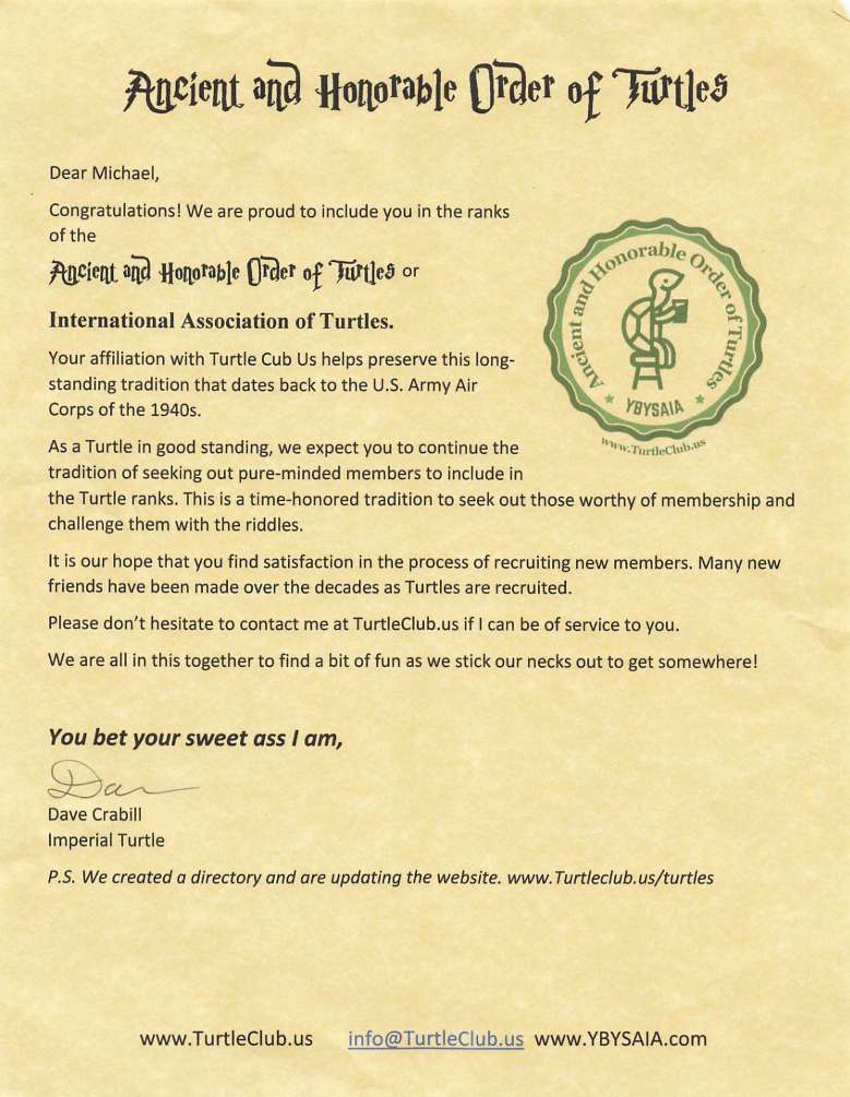 Ancient & Honorable Order of Turtles Michael Joseph Little