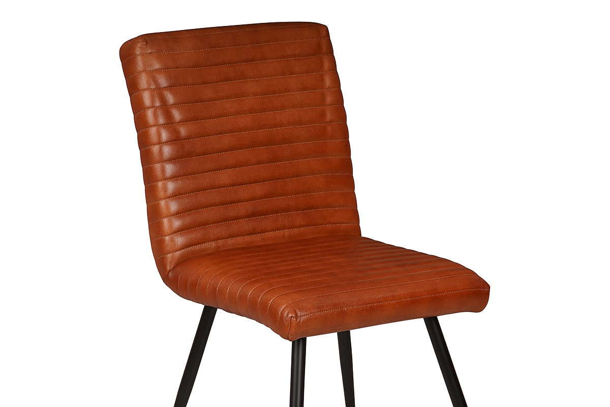 Rally Brown Leather Dining Chair Black Legs Michael Murphy Home