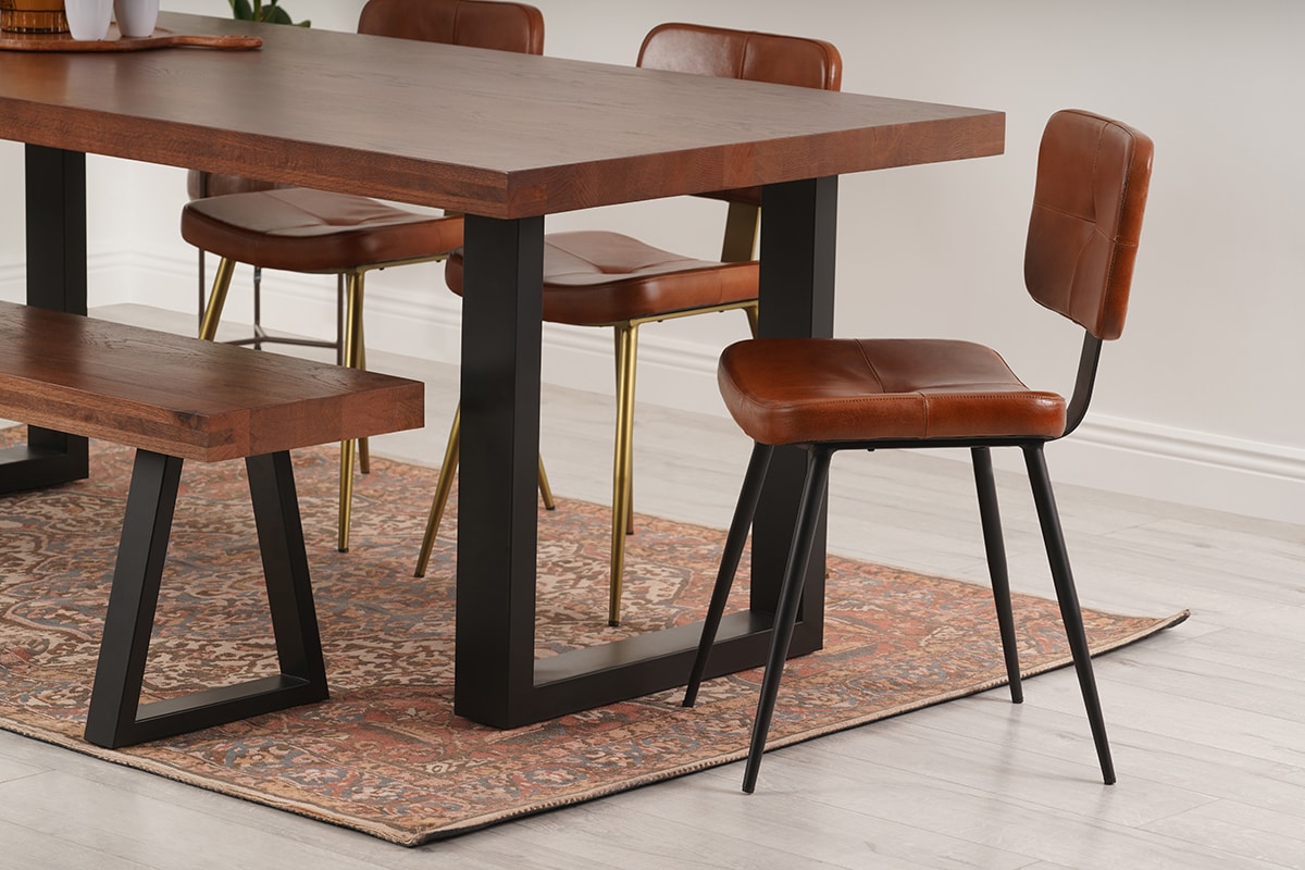 Viscount Brown Leather Dining Chair Black Leg Michael Murphy Home