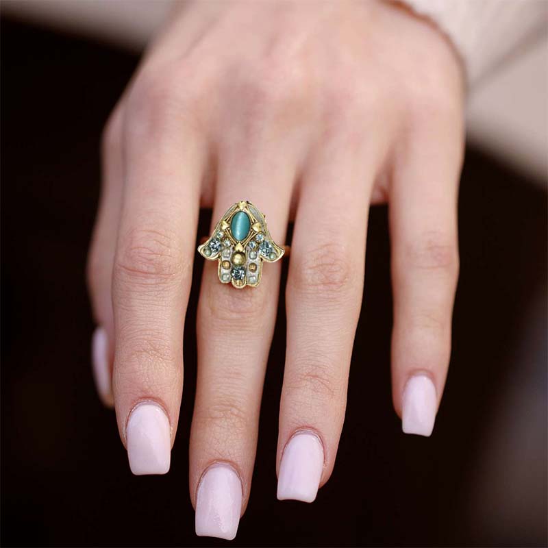Cat S Eye Hamsa Ring I Michal Golan