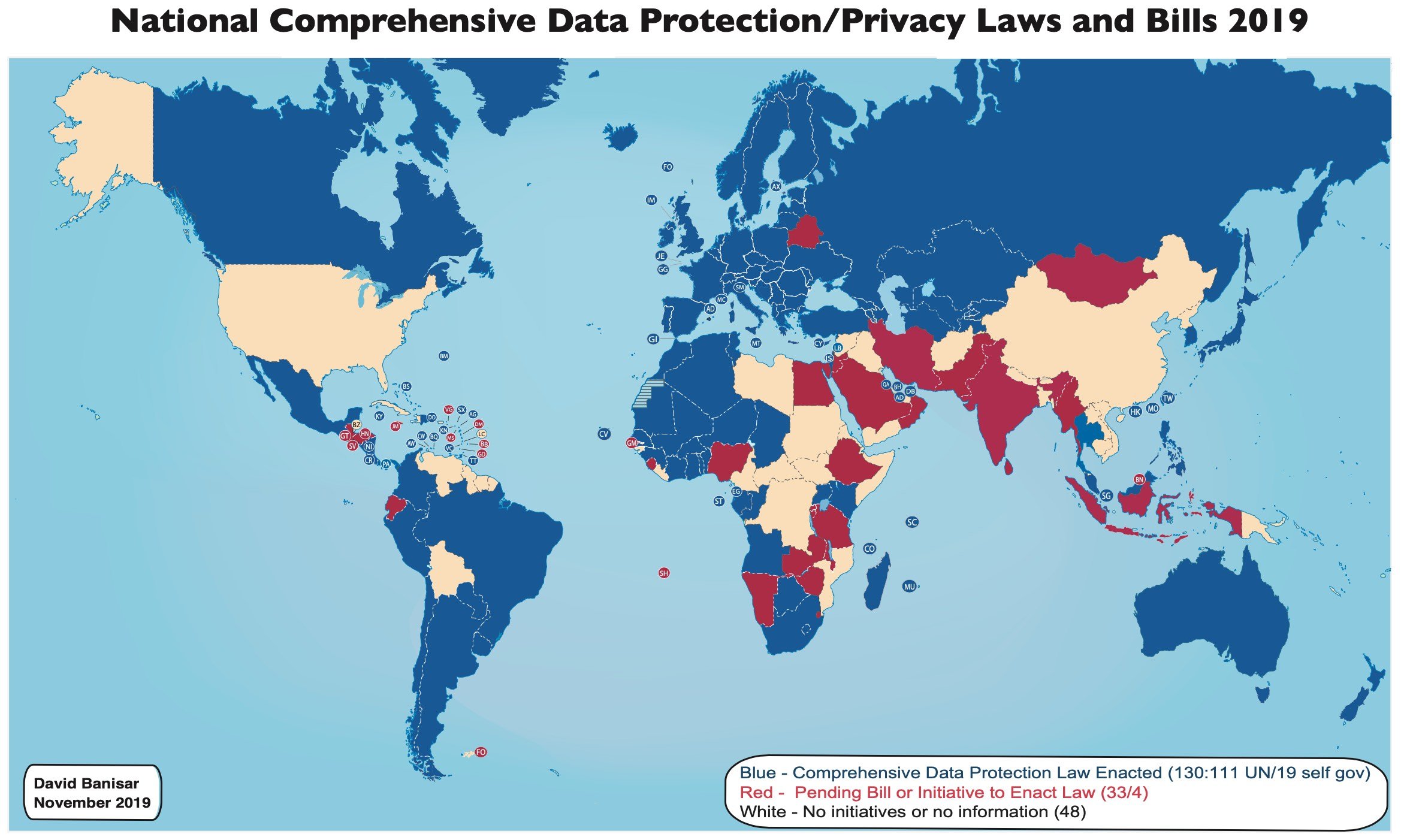 Map of global privacy or data protection laws Michalsons