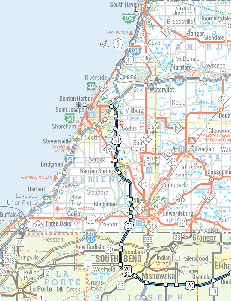 Michigan Highways In Depth US31 Freeway in Berrien County Map