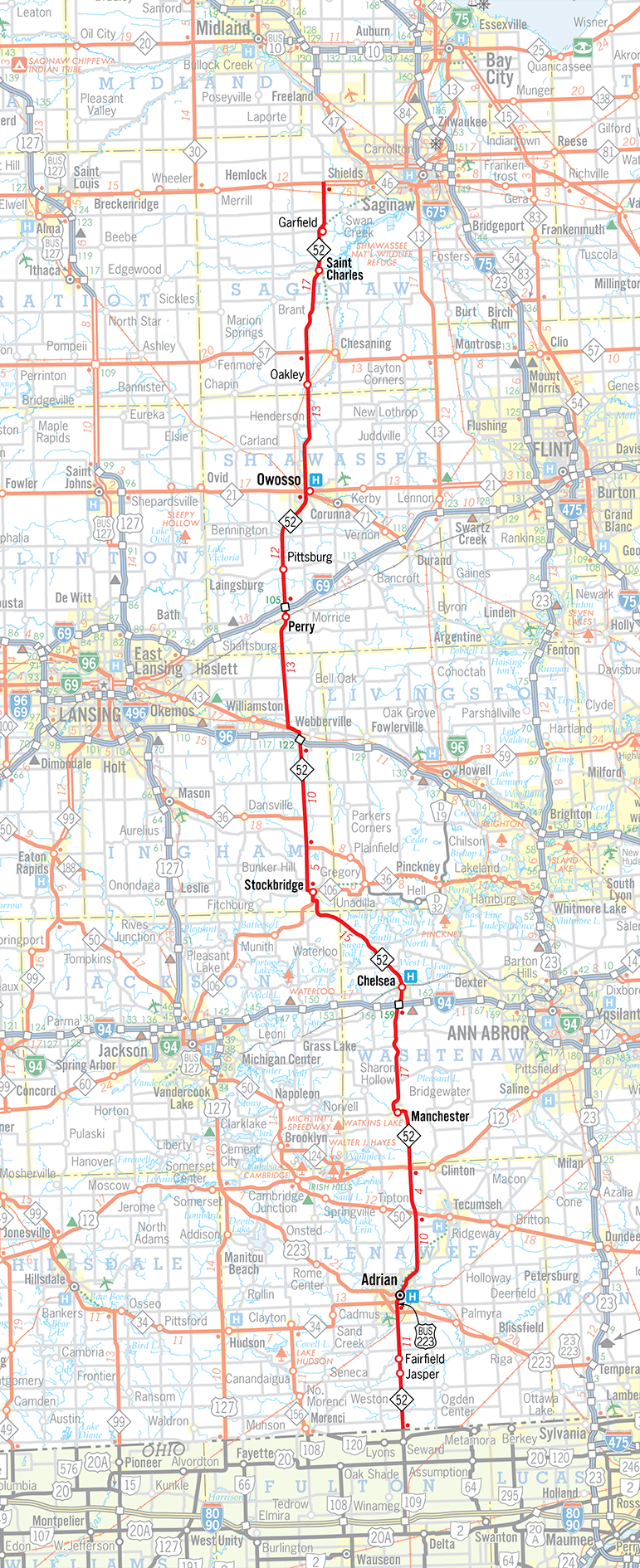 Michigan Highways Route Listings M52 Route Map