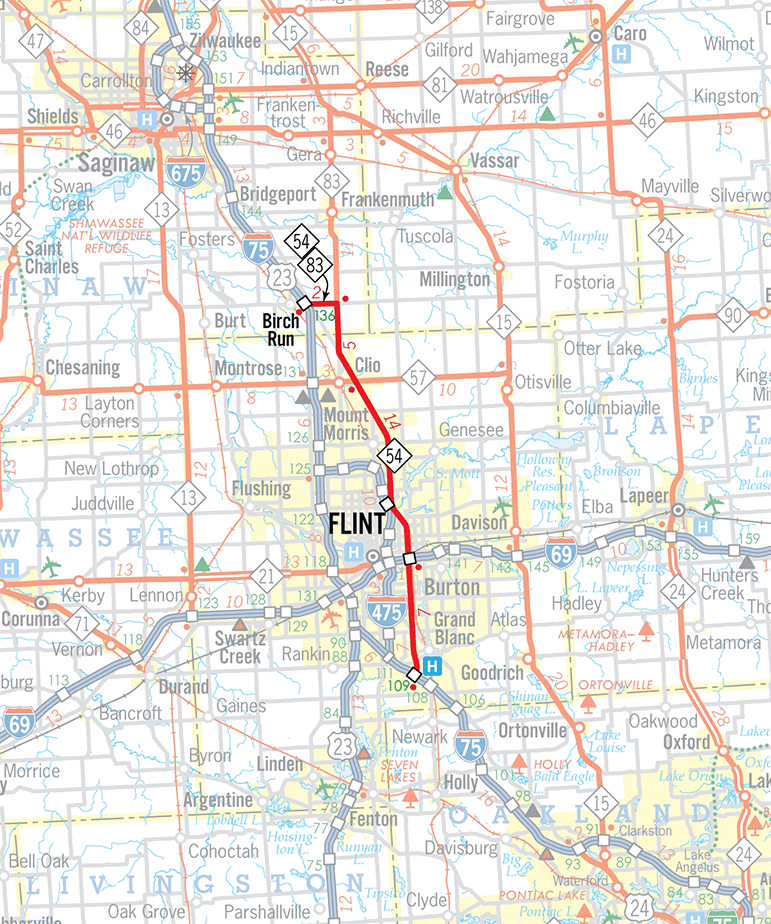 Michigan Highways Route Listings M54 Route Map