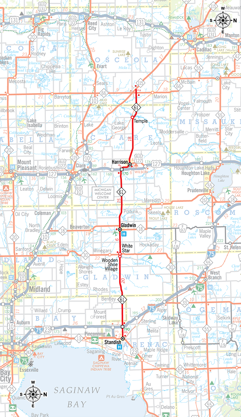 Michigan Highways Route Listings M61 Route Map