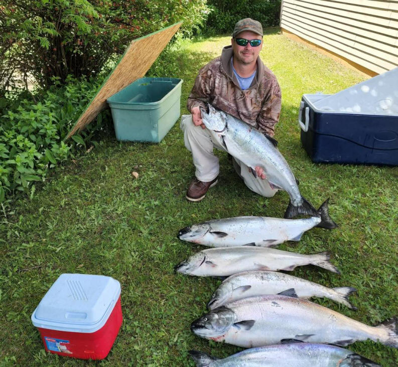Manistee, Lake Michigan Salmon tackle and Salmon Buster spoons with Captain John King at