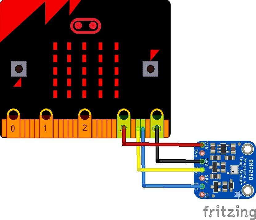 Microbit and BMP280 barometric pressure sensor example Microbit learning