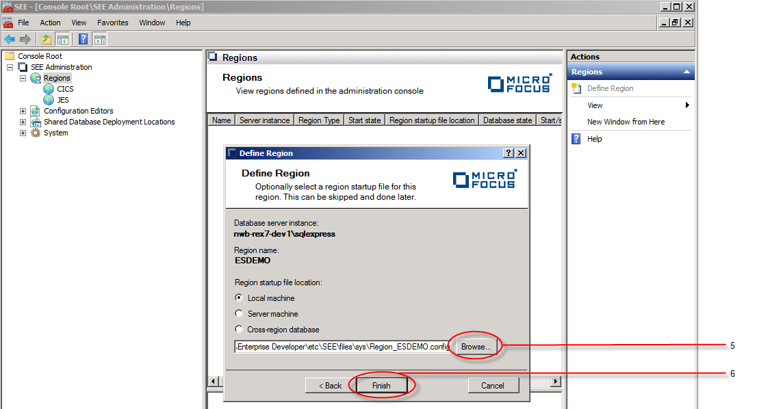 To Define a New Region With an Existing Region Startup File