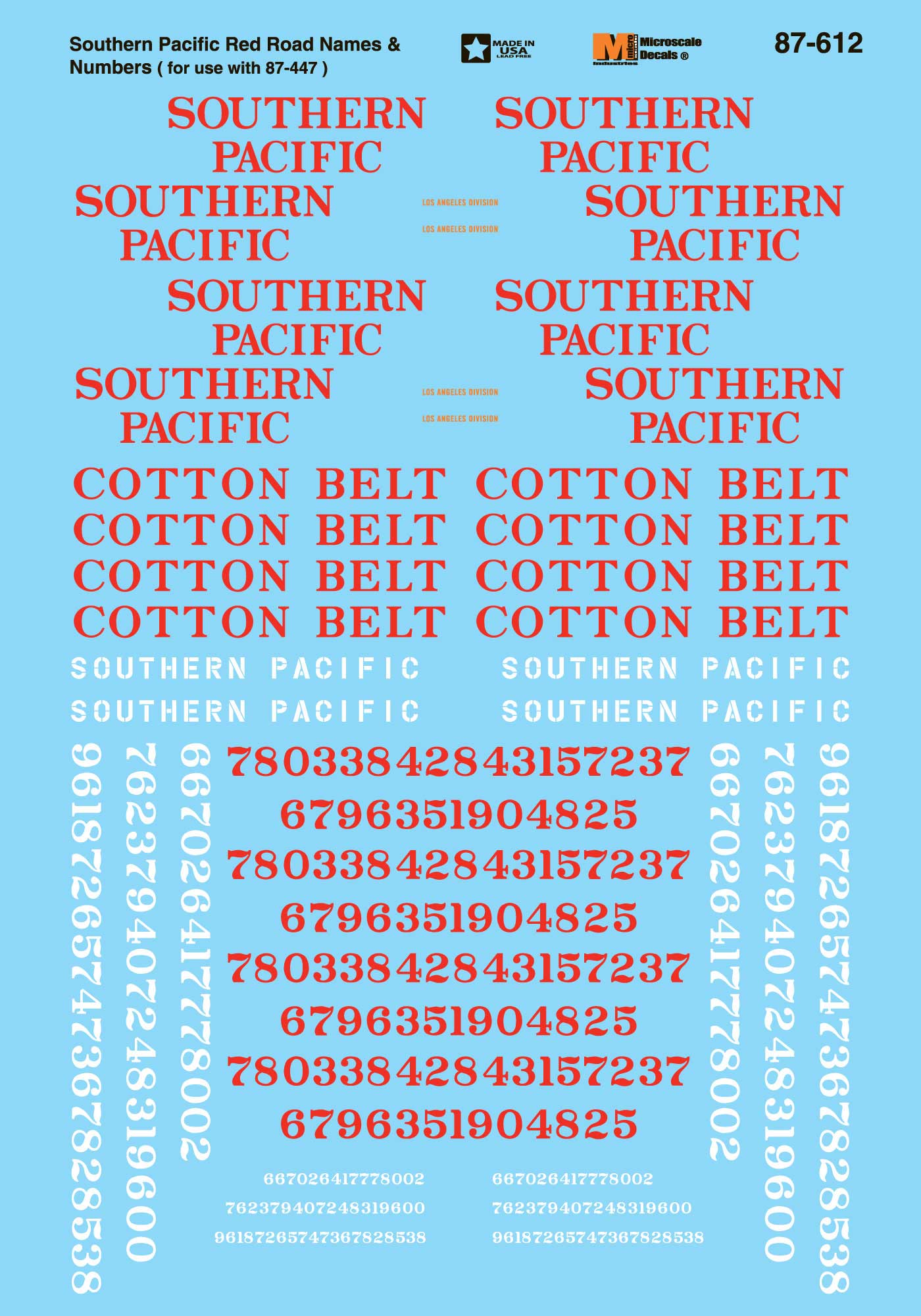 Microscale Decals N Scale Southern Pacific / Cotton Belt Diesels