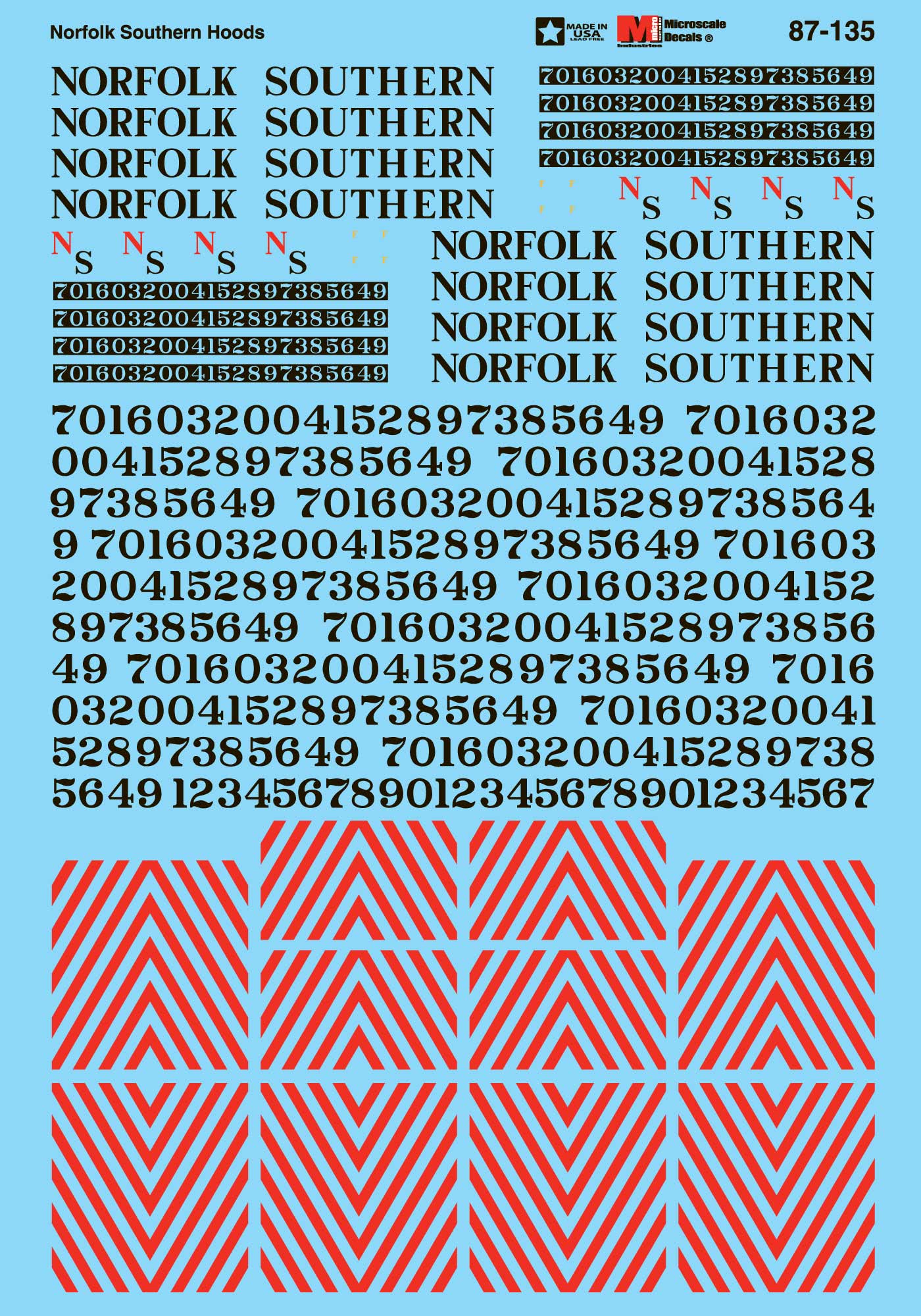 Microscale Decals HO Scale NS Diesels Hood Original NS