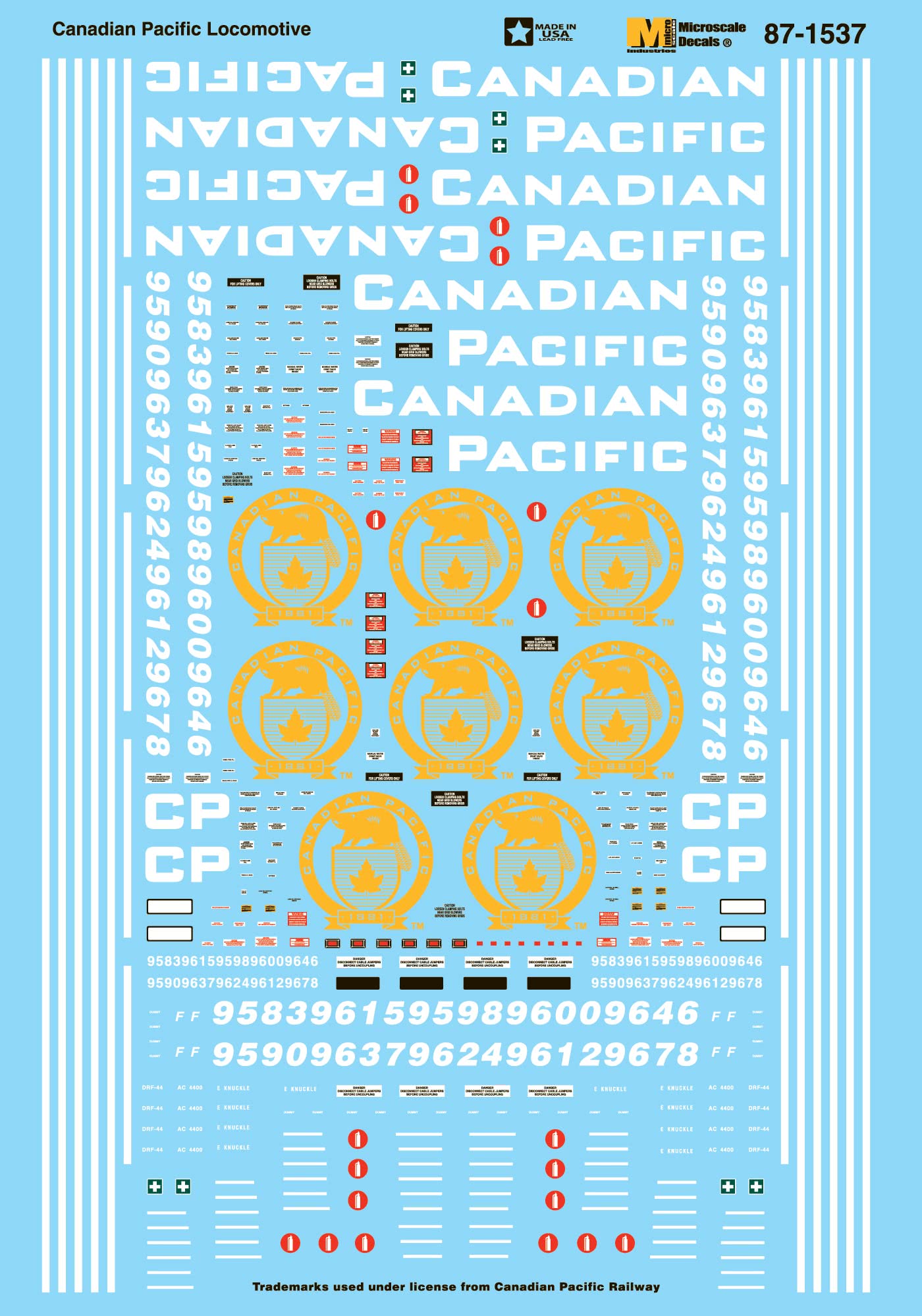 Microscale Decals HO Scale Candian Pacific AC4400CW
