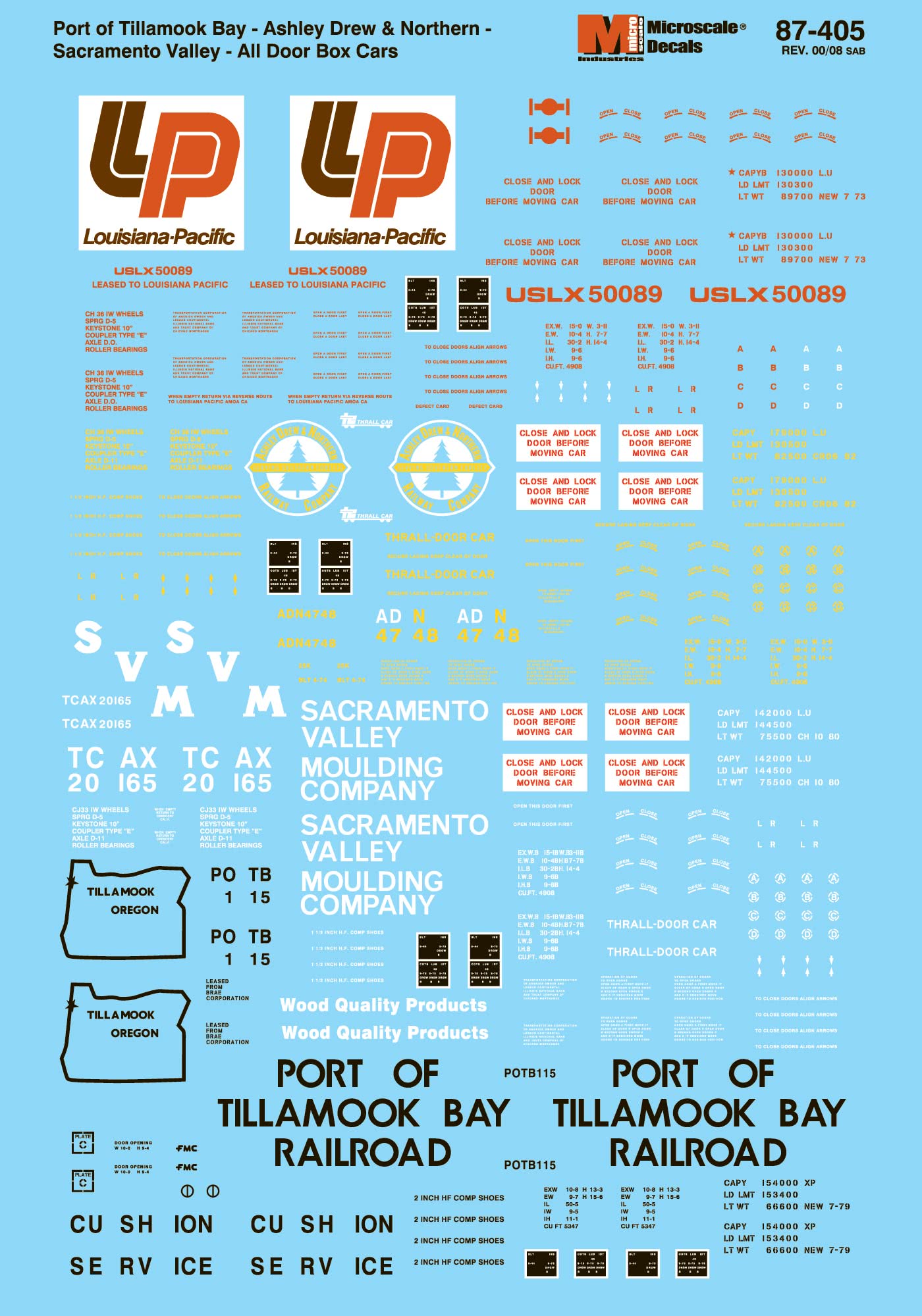 Microscale Decals HO Scale Assorted Freight Boxcar Thrall All