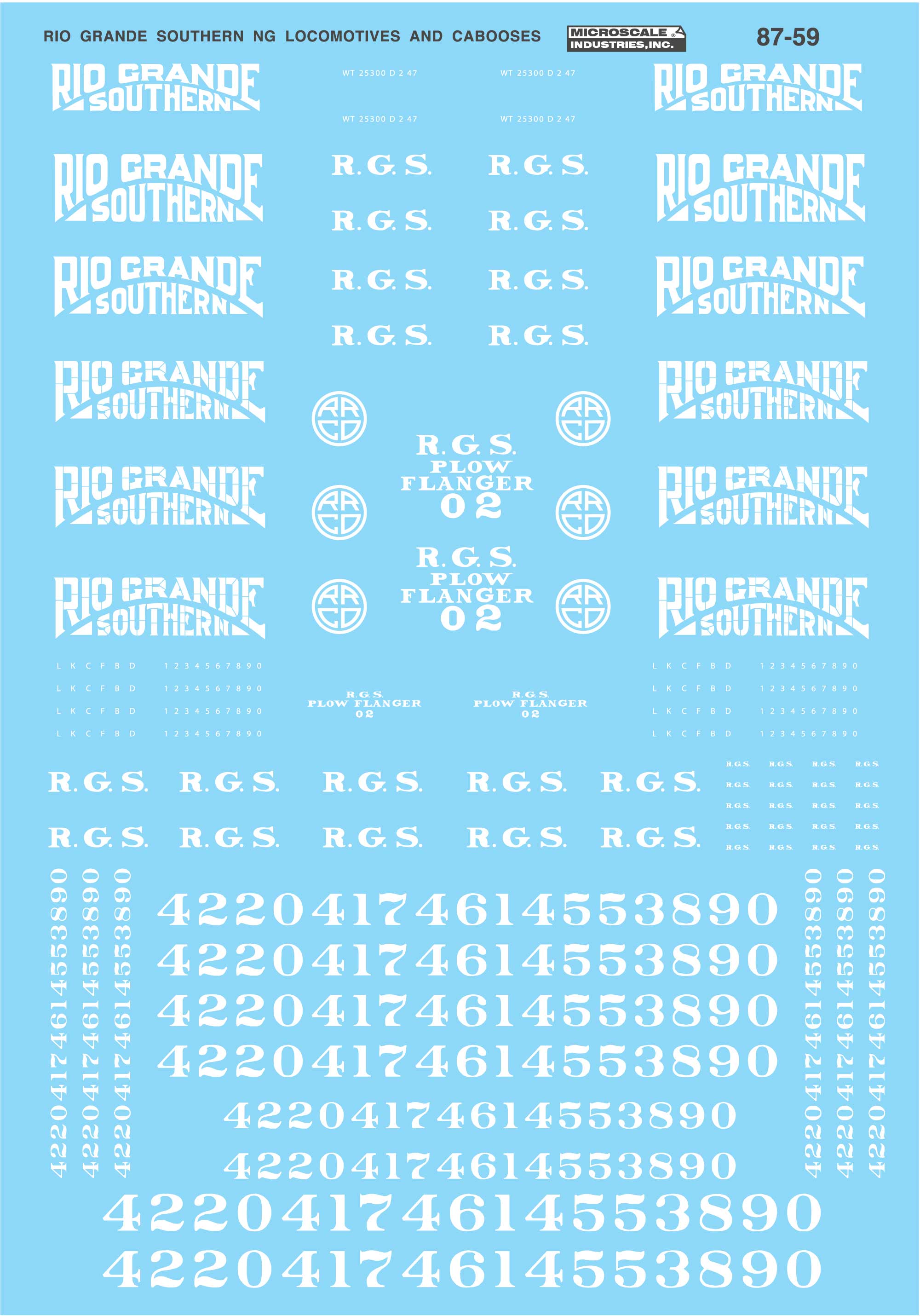 HO Scale Rio Grande HO scale decals by Micro Scale for