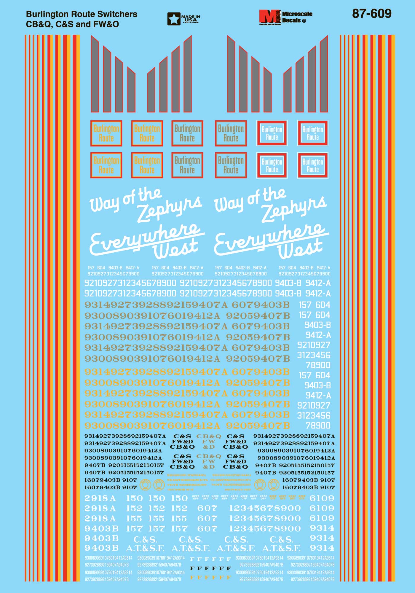 Microscale Decals HO Scale CB&Q DieselSwitcher