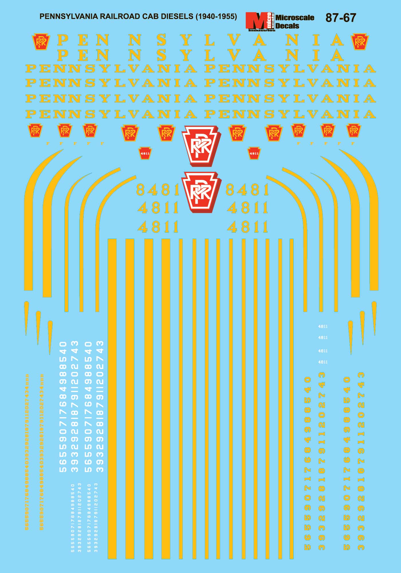 Microscale Decals HO Scale Pennsylvania Railroad Cab Diesels and