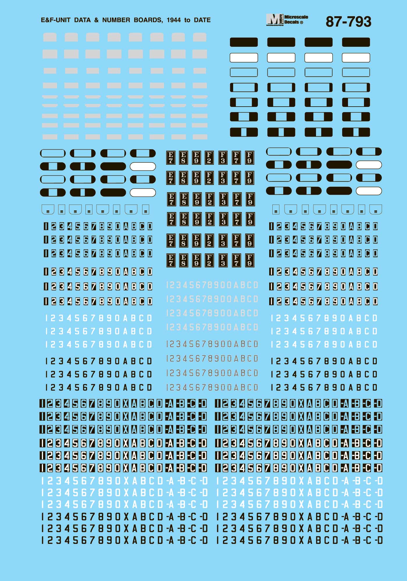Microscale Decals HO Scale Data for EMD E and FUnit Diesels (1944