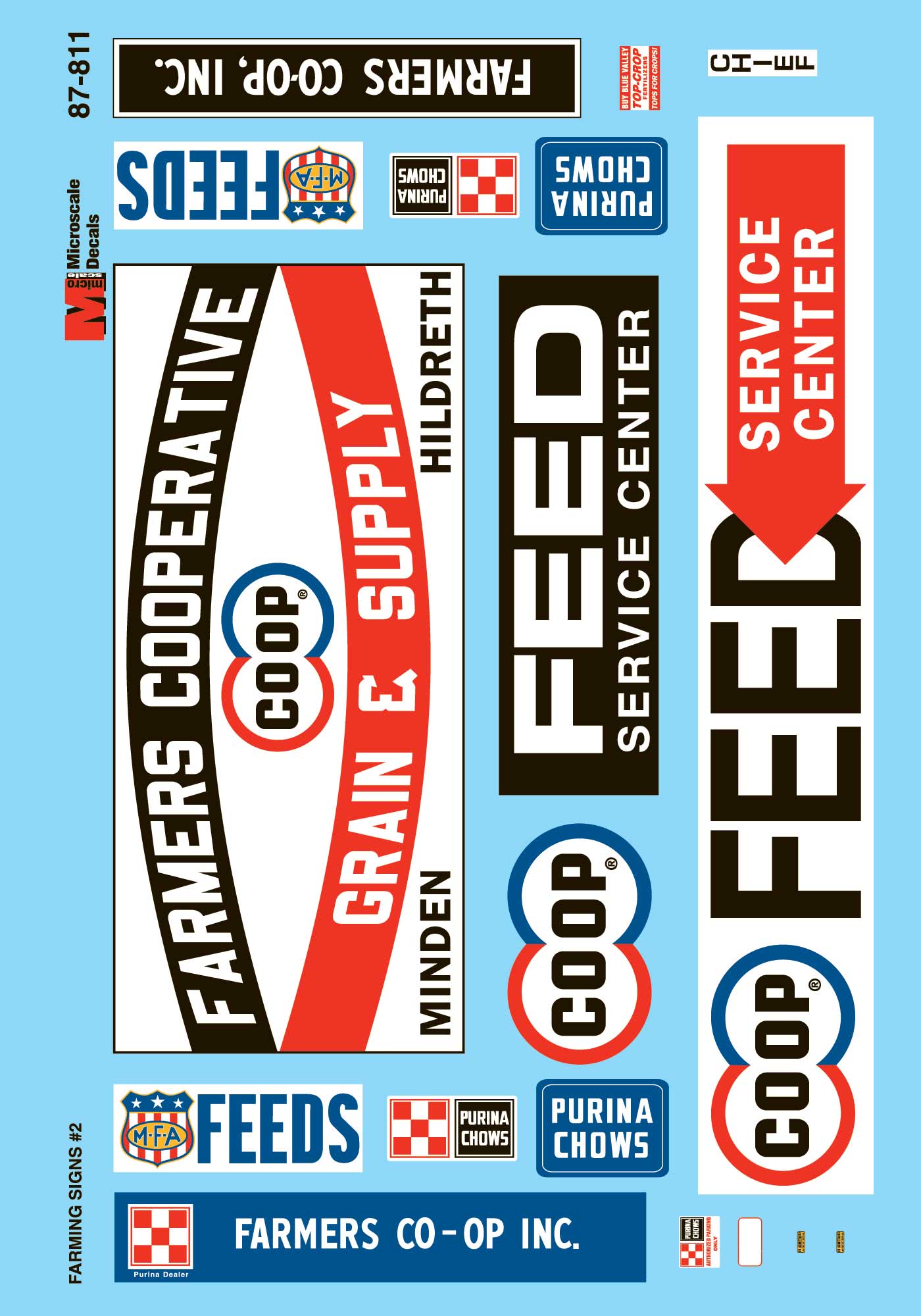 Microscale Decals HO Scale Farming Signs 2 Grain Elevators, Feed
