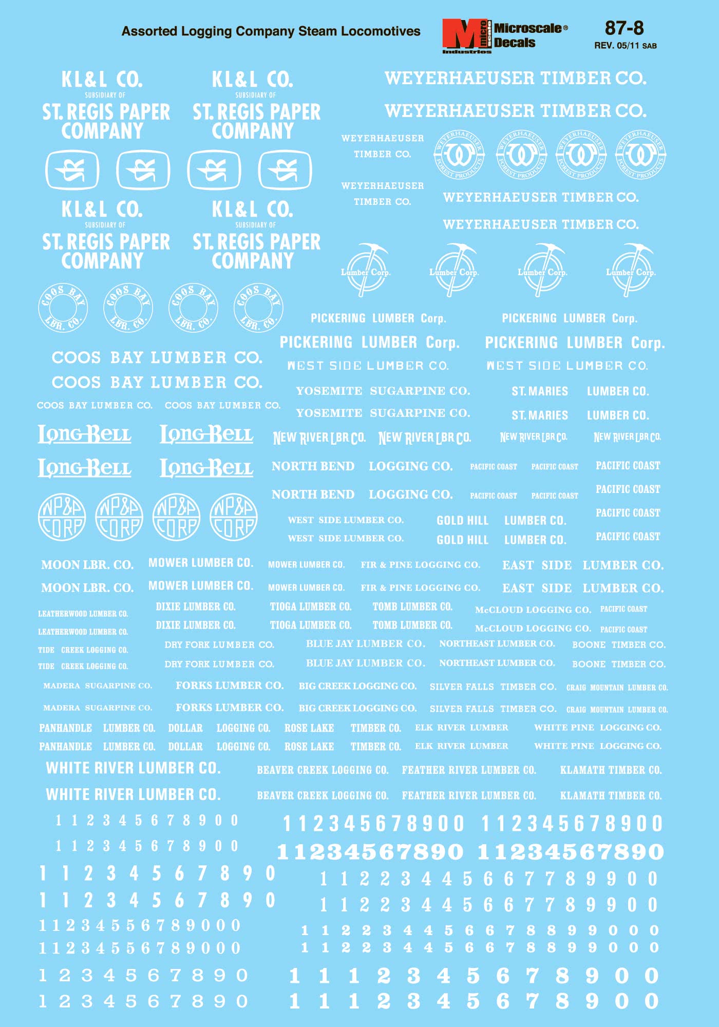 Microscale Decals HO Scale Logging Steam Assorted