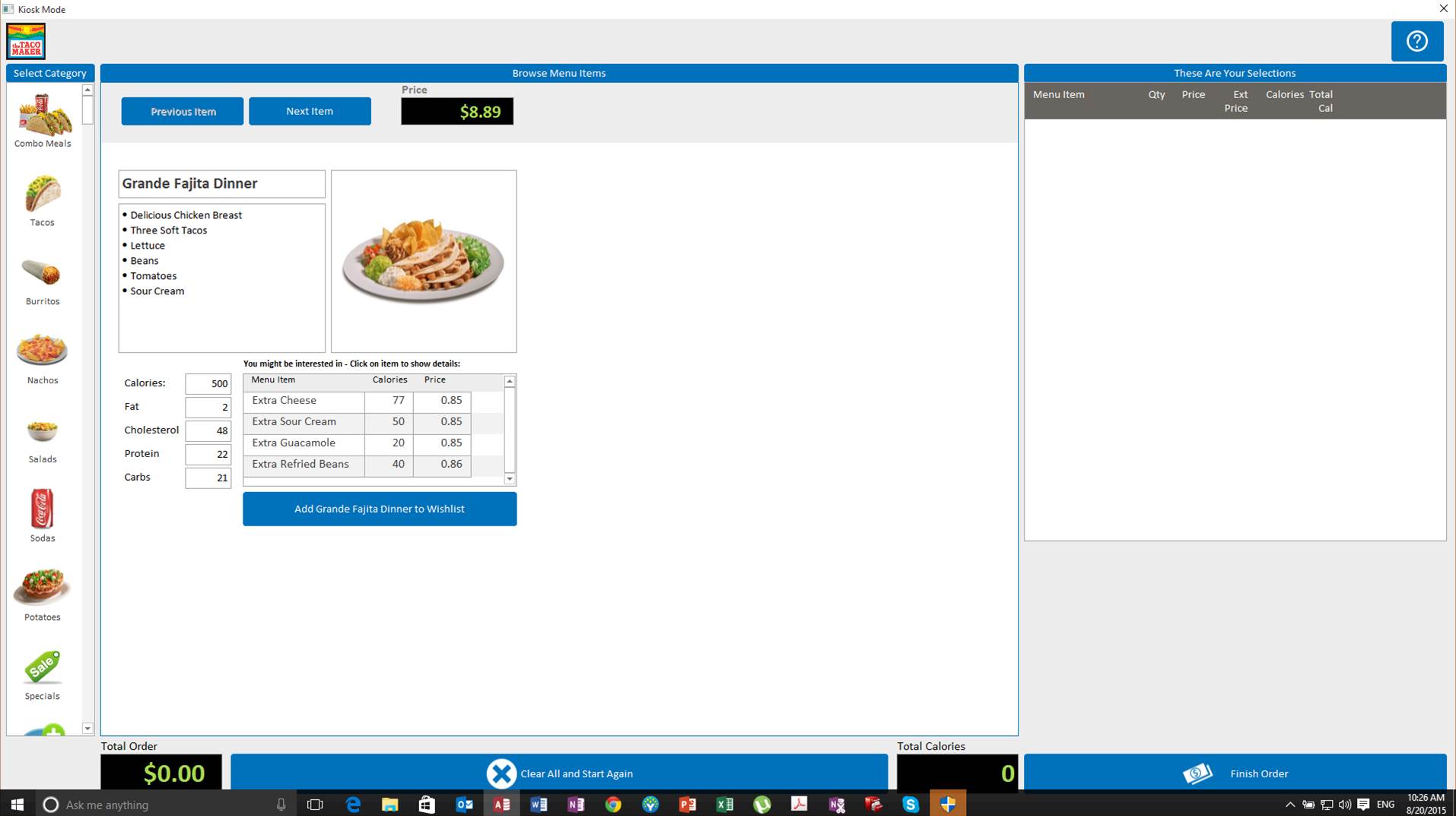 Calorie Information System Kiosk Calorie Tracking Database