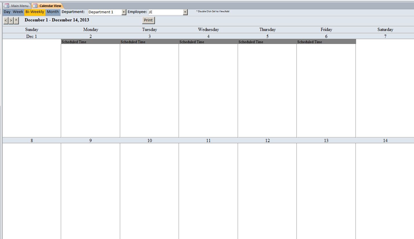 Employee Scheduling Database Template Employee
