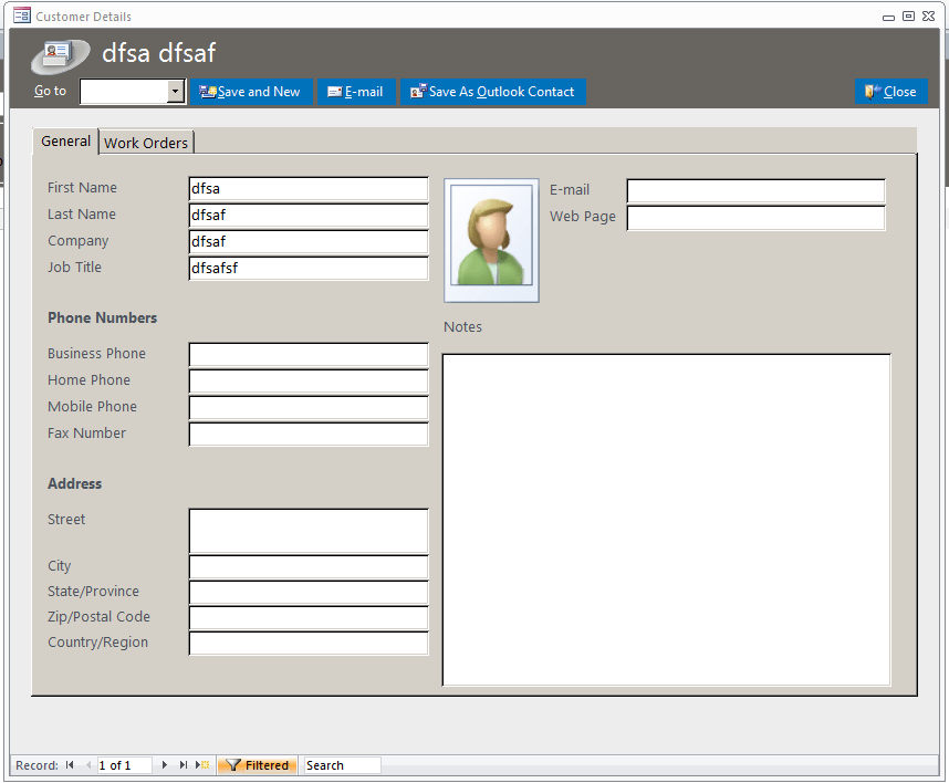 Work Order Management Database Template Work Order
