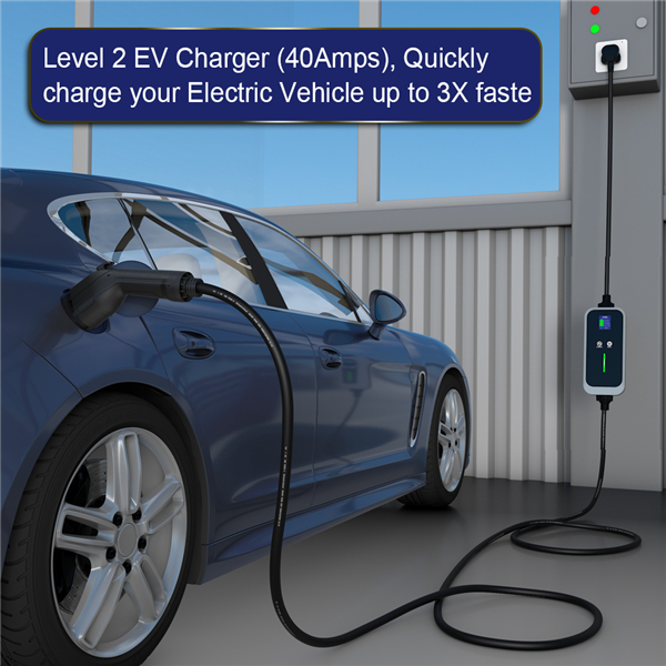 EV Charger Level 2 40A NEMA 1450 Plug J1772 Portable Portable EV