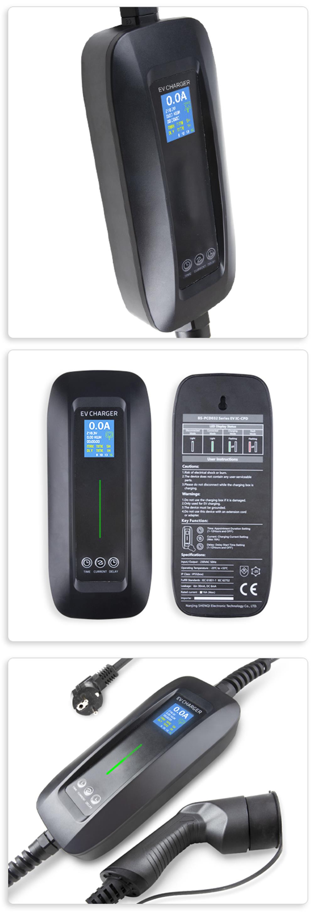 32A 40Amp EV Charger Level 2 Type 1 J1772 Plug NEMA 1450 Portable Electric Vehicle Charging Station