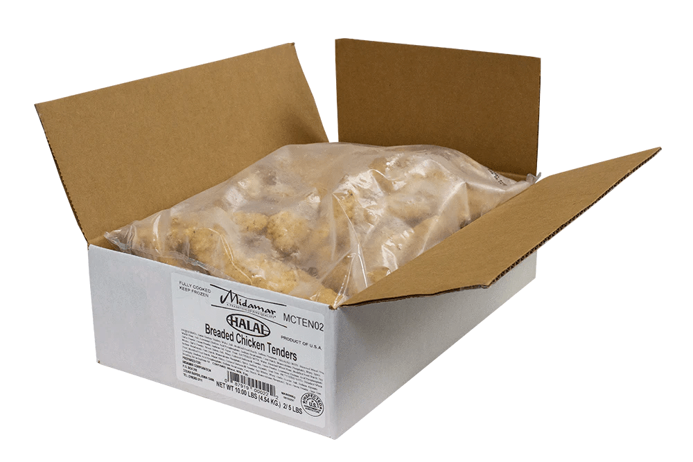 Midamar Halal Fully Cooked Halal Breaded Chicken Tenders Bulk