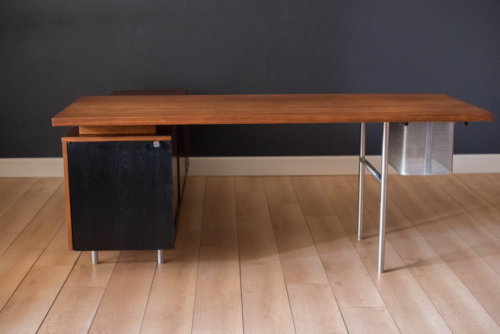 Mid Century Walnut Executive Desk and Return by Nelson for