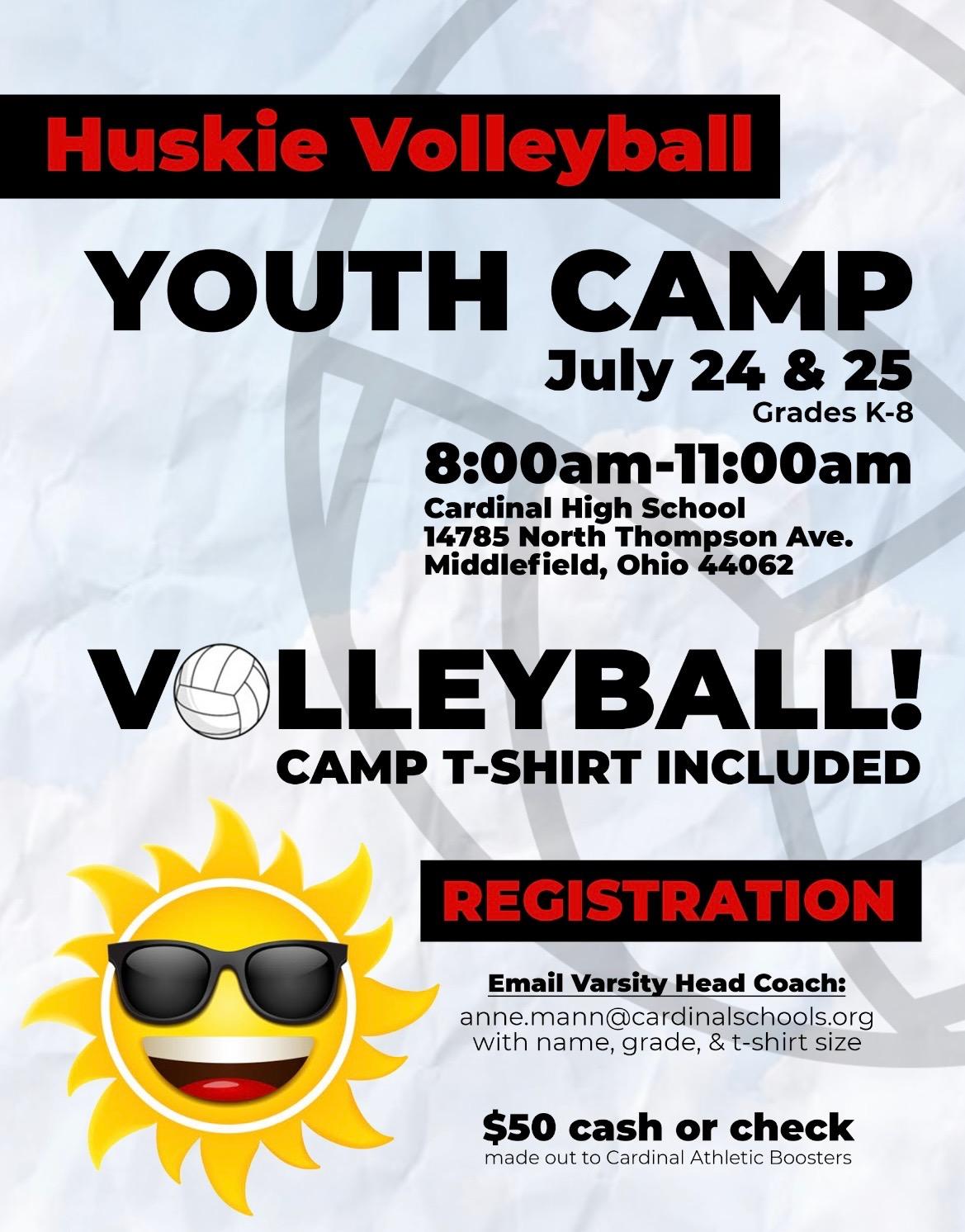 Youth Volleyball Summer Camp July 24 & 25 Village of Middlefield, Ohio