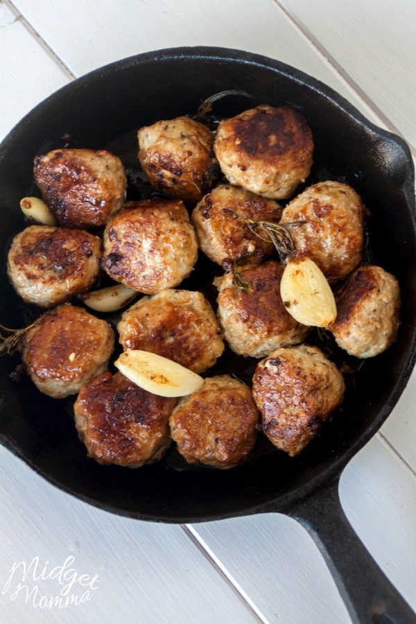 Rosemary Garlic Chicken Meatballs • MidgetMomma