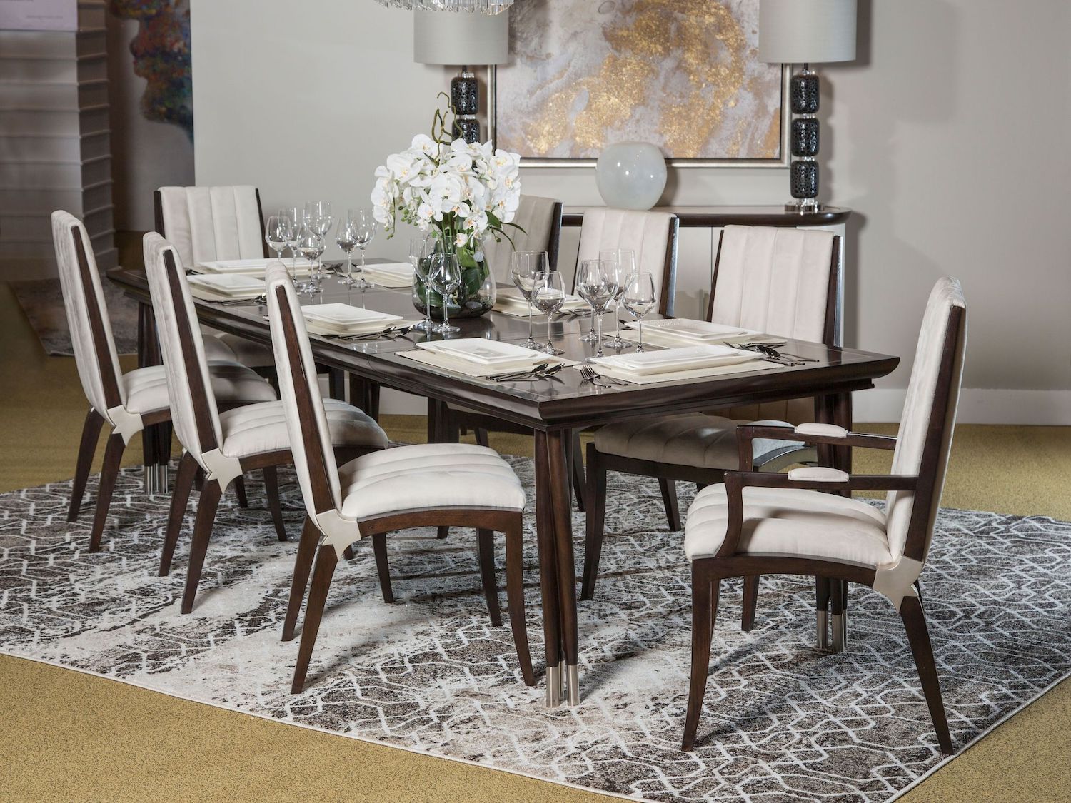 Michael Amini Paris Designer Dining Table in Expresso Finish