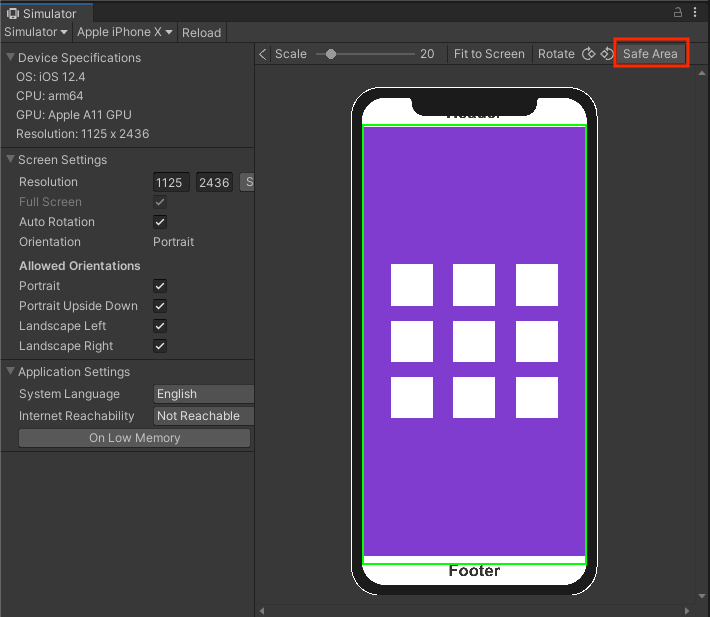 Device Simulator で端末での見え方を Unity 上で確認する 夜中にUnity