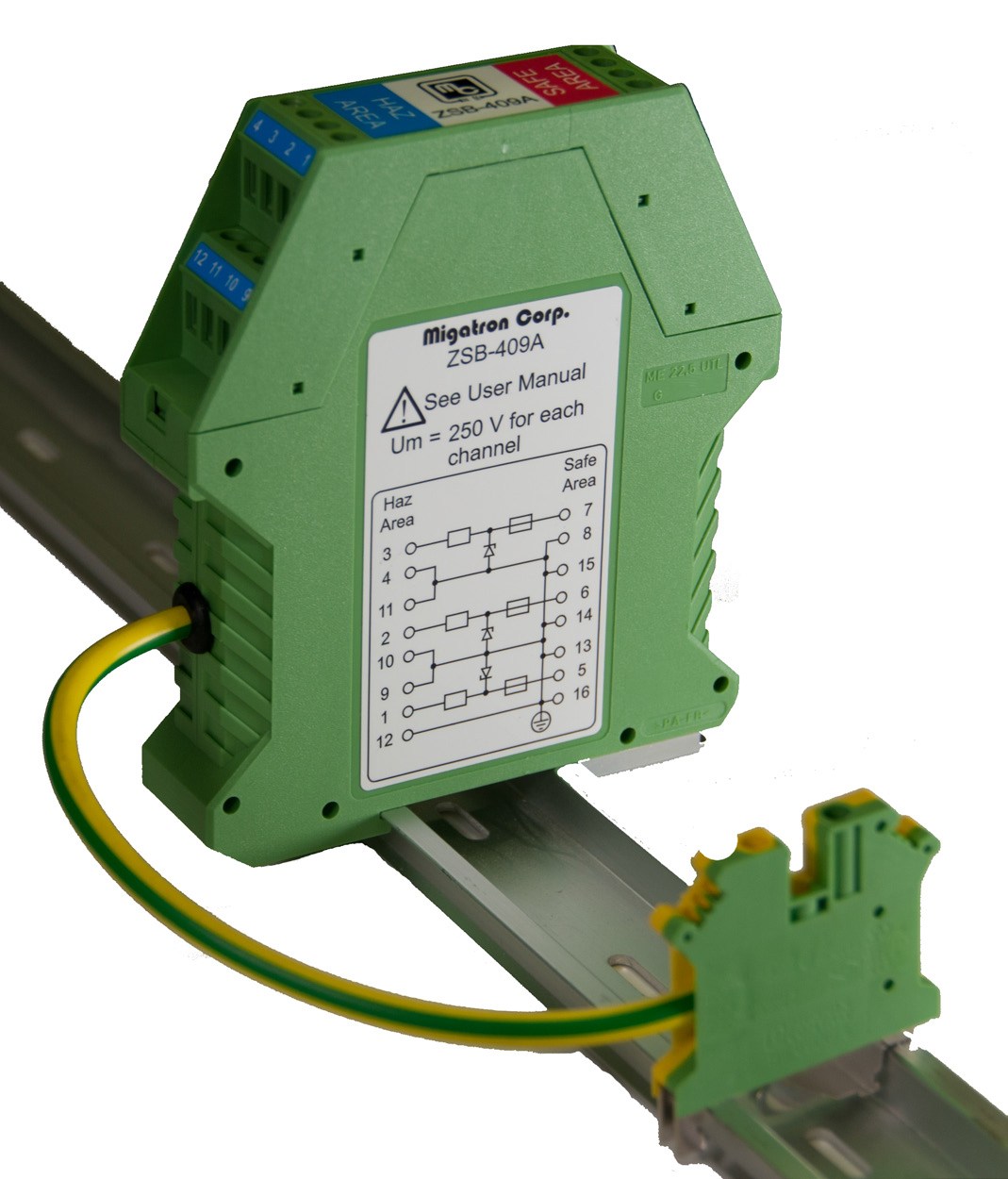 Safety Barrier for Intrinsically Safe Sensors • ZSB409A Migatron Corp.