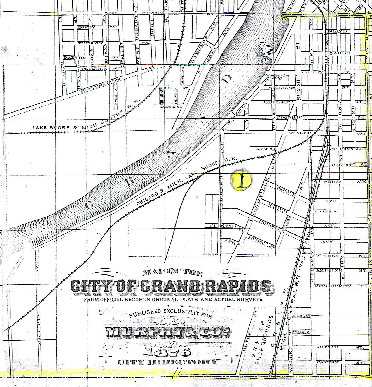 1880 Map of Grand Rapids Ward One